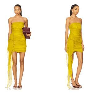 The Sei Strapless Mini Dress With Ruffle in Yuzu Size 10 $1116